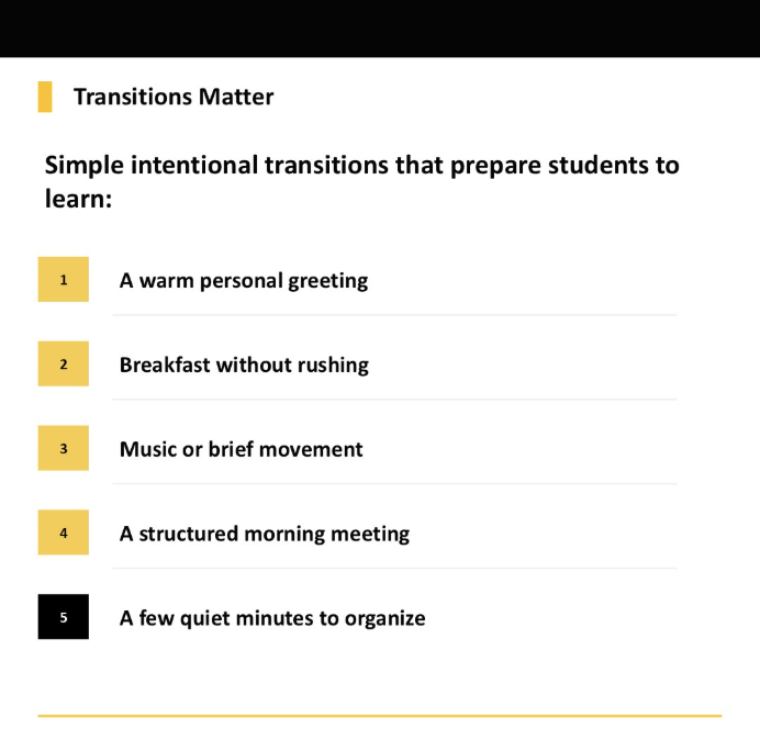 Five intentional transitions that can prepare students to learn